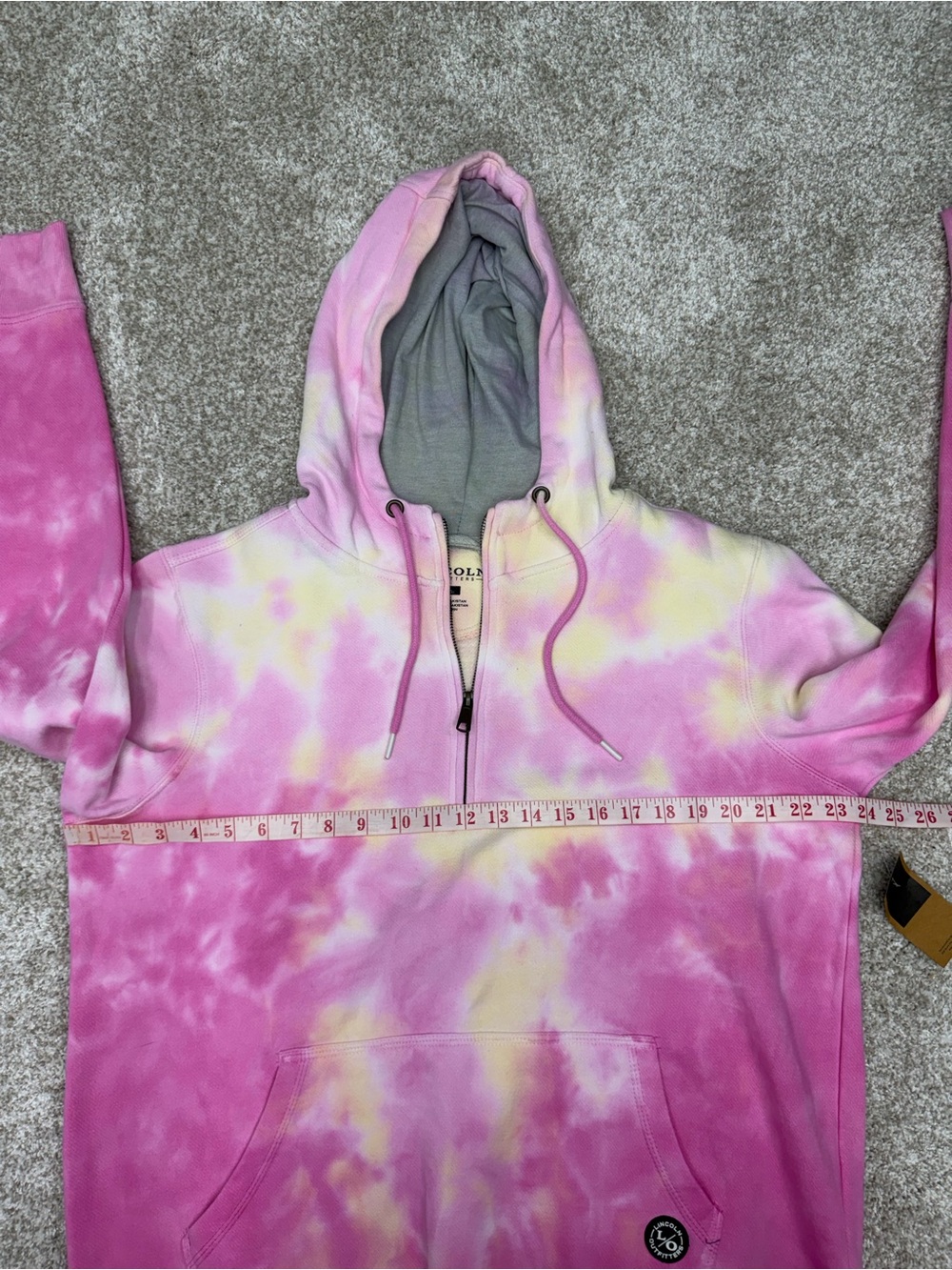 Lincoln Outfitters Women's Pink Yellow Tie-Dye Half Zip Hoodie NWT Size XL - Picture 11 of 12